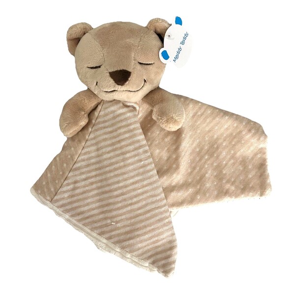 Meddy Teddy Brown Bear Lovey Ribbed Plush Baby Toy Doll Security Blanket - Picture 1 of 16